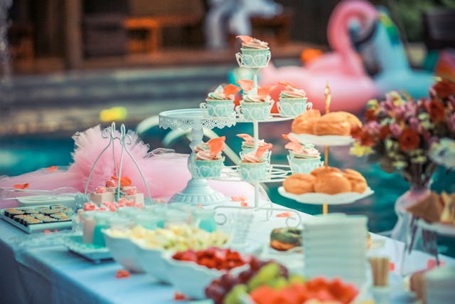Sweets aligned in a table